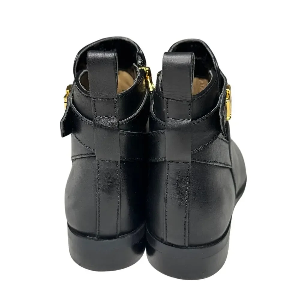 Lauren Ralph Lauren Bonne Black Leather Ankle Boots Size 6B